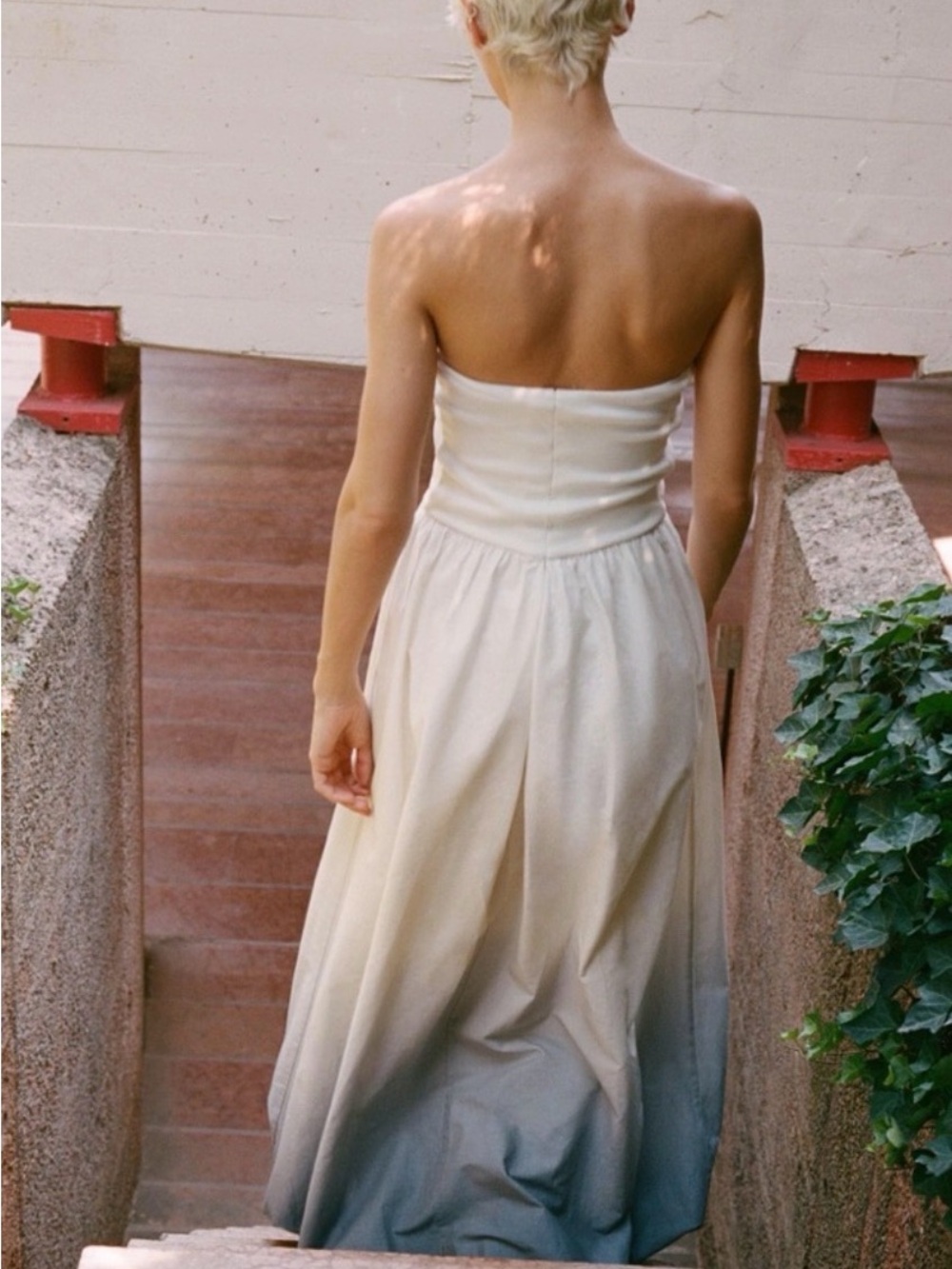 Zara Strapless Ombre Maxi Dress in Cream to Blue NWT - Picture 3 of 11